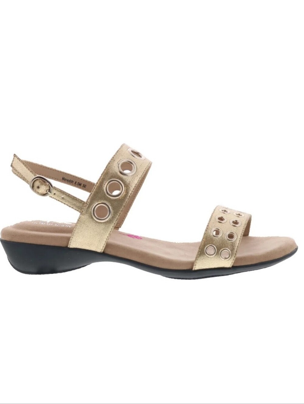Womens Ros Hommerson Gold Slingback Sandal with Grommet Accents Size 8.5W